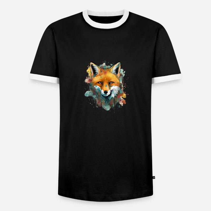 Fox drawn - Men's Ringer Shirt - black/white