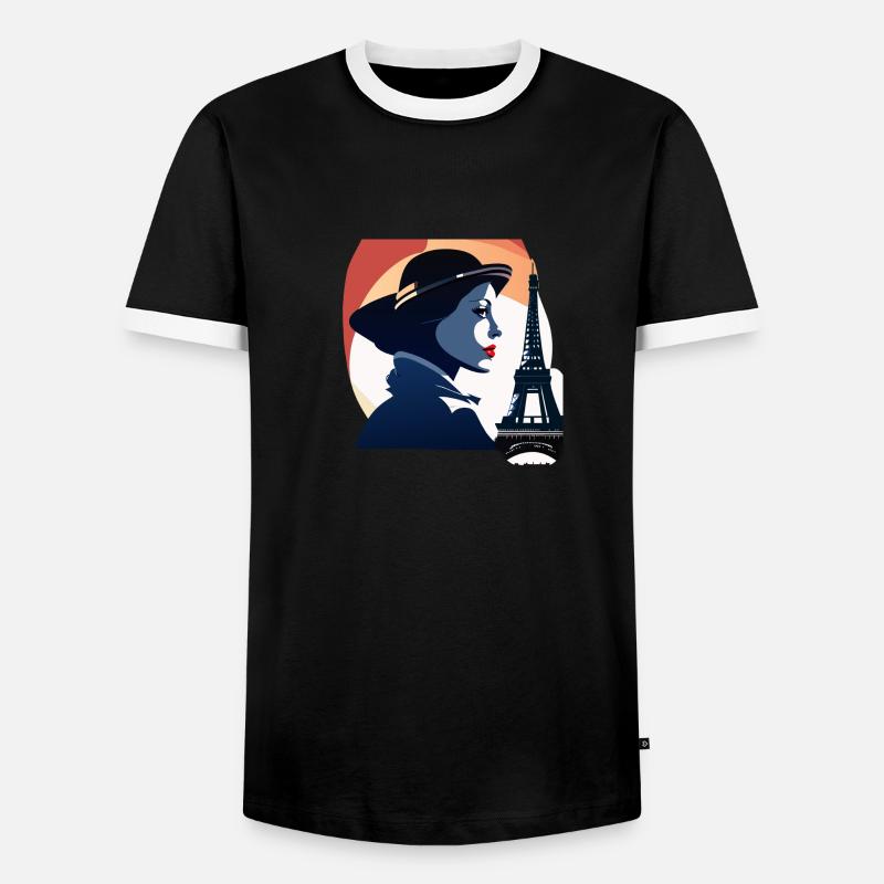 Eiffel tower - Men's Ringer Shirt - black/white