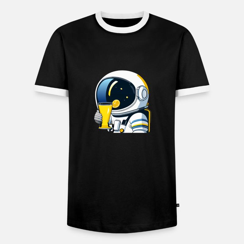 astronaut drinks lemon tea - Männer Kontrast-T-Shirt - Schwarz/Weiß