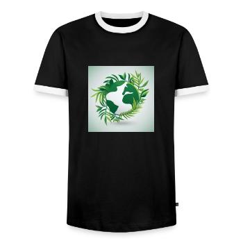 Nachhaltige Welt - Männer Kontrast-T-Shirt - Schwarz/Weiß - Vorne - AI Model Female 172 light (172cm) & AI Model Male 178 light (178cm)