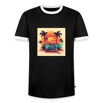 Vintage Radio - Männer Kontrast-T-Shirt - Schwarz/Weiß - Vorne - AI Model Female 172 light (172cm) & AI Model Male 178 light (178cm)
