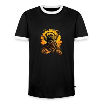 Yellow Tentacles King - Men's Ringer Shirt - black/white - Front - AI Model Female 172 light (172cm) & AI Model Male 178 light (178cm)