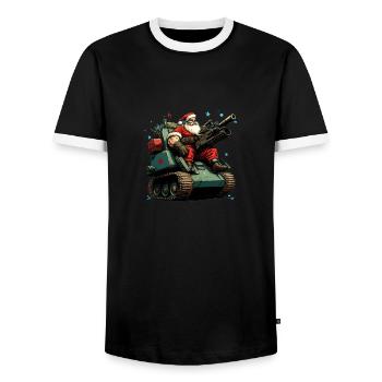 Santa Claus - Men's Ringer Shirt - black/white - Front - AI Model Female 172 light (172cm) & AI Model Male 178 light (178cm)