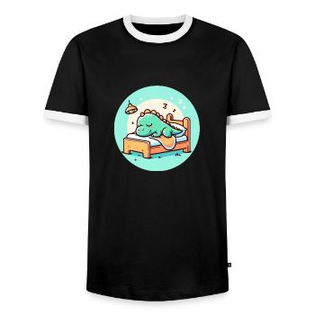 Schlafender Dino kleines Baby - Männer Kontrast-T-Shirt - Schwarz/Weiß - Vorne - AI Model Female 172 light (172cm) & AI Model Male 178 light (178cm)