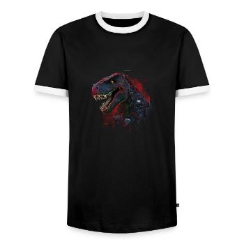 T rexbot - Männer Kontrast-T-Shirt - Schwarz/Weiß - Vorne - AI Model Female 172 light (172cm) & AI Model Male 178 light (178cm)