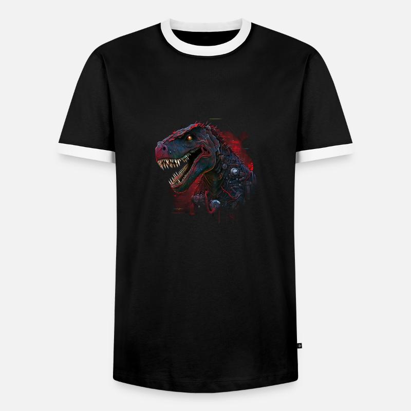 T rexbot - Men's Ringer Shirt - black/white