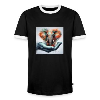 Elephants love, preserve and protect. - Men's Ringer Shirt - black/white - Front - AI Model Female 172 light (172cm) & AI Model Male 178 light (178cm)