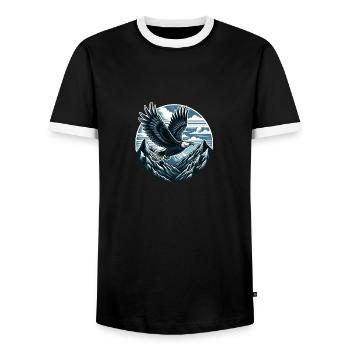 Aigle majestueux - T-shirt contrasté Homme - noir/blanc - Devant - AI Model Female 172 light (172cm) & AI Model Male 178 light (178cm)