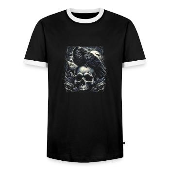 Nächtliche Wache - Männer Kontrast-T-Shirt - Schwarz/Weiß - Vorne - AI Model Female 172 light (172cm) & AI Model Male 178 light (178cm)