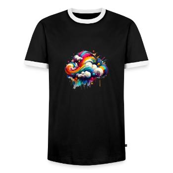 Nuage coloré coloré - T-shirt contrasté Homme - noir/blanc - Devant - AI Model Female 172 light (172cm) & AI Model Male 178 light (178cm)