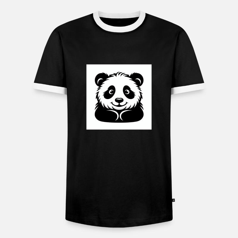 Fröhlicher Pandabär - Männer Kontrast-T-Shirt - Schwarz/Weiß