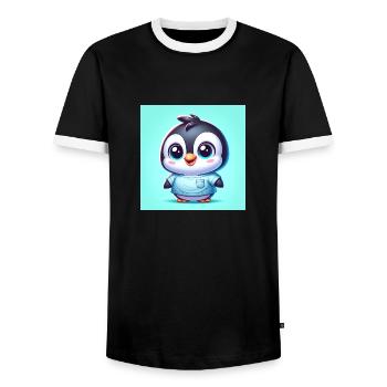 Penguins one - Men's Ringer Shirt - black/white - Front - AI Model Female 172 light (172cm) & AI Model Male 178 light (178cm)