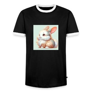 Rabbit - Men's Ringer Shirt - black/white - Front - AI Model Female 172 light (172cm) & AI Model Male 178 light (178cm)