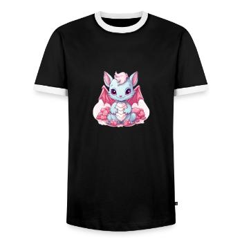 Kawaii Dragon - Männer Kontrast-T-Shirt - Schwarz/Weiß - Vorne - AI Model Female 172 light (172cm) & AI Model Male 178 light (178cm)