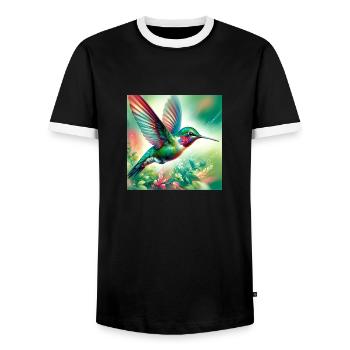 Hummingbird - Men's Ringer Shirt - black/white - Front - AI Model Female 172 light (172cm) & AI Model Male 178 light (178cm)