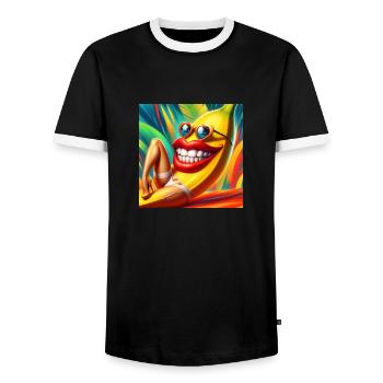 AUSGEBAGGERTE BANANE - Männer Kontrast-T-Shirt - Schwarz/Weiß - Vorne - AI Model Female 172 light (172cm) & AI Model Male 178 light (178cm)