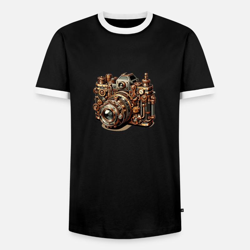 Steampunk Kamera 2 - Männer Kontrast-T-Shirt - Schwarz/Weiß
