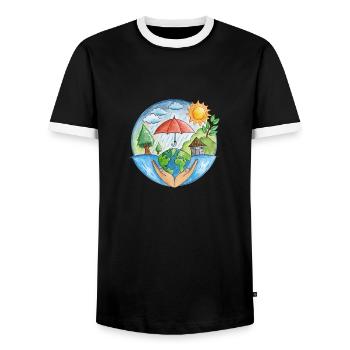 Protection du climat - T-shirt contrasté Homme - noir/blanc - Devant - AI Model Female 172 light (172cm) & AI Model Male 178 light (178cm)