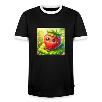 Erdbeere in Süß - Männer Kontrast-T-Shirt - Schwarz/Weiß - Vorne - AI Model Female 172 light (172cm) & AI Model Male 178 light (178cm)