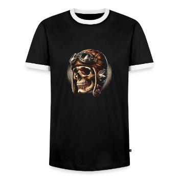 Retro-Flugschädel - Männer Kontrast-T-Shirt - Schwarz/Weiß - Vorne - AI Model Female 172 light (172cm) & AI Model Male 178 light (178cm)