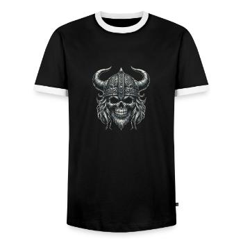 Vaillance viking - T-shirt contrasté Homme - noir/blanc - Devant - AI Model Female 172 light (172cm) & AI Model Male 178 light (178cm)