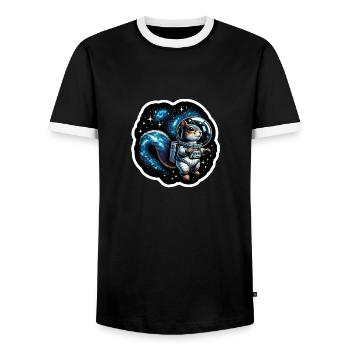 Space squirrel - Men's Ringer Shirt - black/white - Front - AI Model Female 172 light (172cm) & AI Model Male 178 light (178cm)