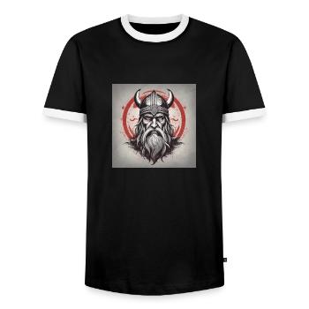 Odin Wikinger Gott - Männer Kontrast-T-Shirt - Schwarz/Weiß - Vorne - AI Model Female 172 light (172cm) & AI Model Male 178 light (178cm)