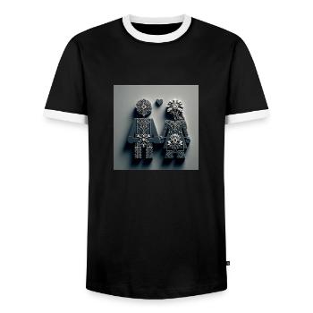 Couple hand in hand - Men's Ringer Shirt - black/white - Front - AI Model Female 172 light (172cm) & AI Model Male 178 light (178cm)