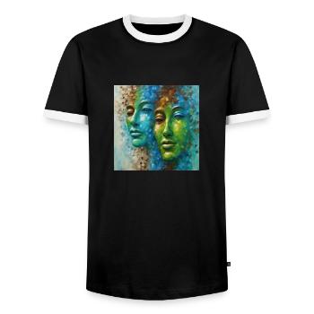 Diverse Reflections: Magnificent Faces in Color - T-shirt contrasté Homme - noir/blanc - Devant - AI Model Female 172 light (172cm) & AI Model Male 178 light (178cm)