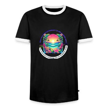 Urlaub ohne WLAN - Männer Kontrast-T-Shirt - Schwarz/Weiß - Vorne - AI Model Female 172 light (172cm) & AI Model Male 178 light (178cm)