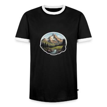Schweizer Berge - Männer Kontrast-T-Shirt - Schwarz/Weiß - Vorne - AI Model Female 172 light (172cm) & AI Model Male 178 light (178cm)