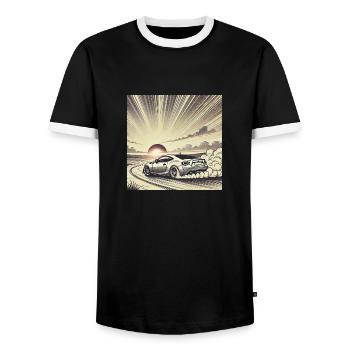 GT86 - Men's Ringer Shirt - black/white - Front - AI Model Female 172 light (172cm) & AI Model Male 178 light (178cm)