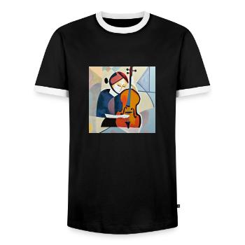 Einen Augenblick vor dem Schein - Männer Kontrast-T-Shirt - Schwarz/Weiß - Vorne - AI Model Female 172 light (172cm) & AI Model Male 178 light (178cm)