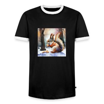 Trésors de l’hiver - T-shirt contrasté Homme - noir/blanc - Devant - AI Model Female 172 light (172cm) & AI Model Male 178 light (178cm)