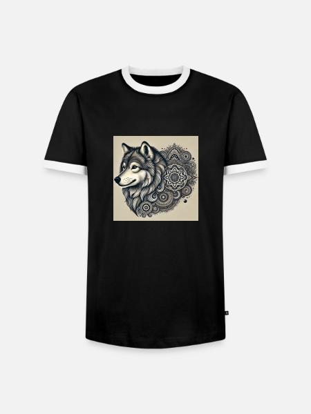 Wolf - Männer Kontrast-T-Shirt - Schwarz/Weiß
