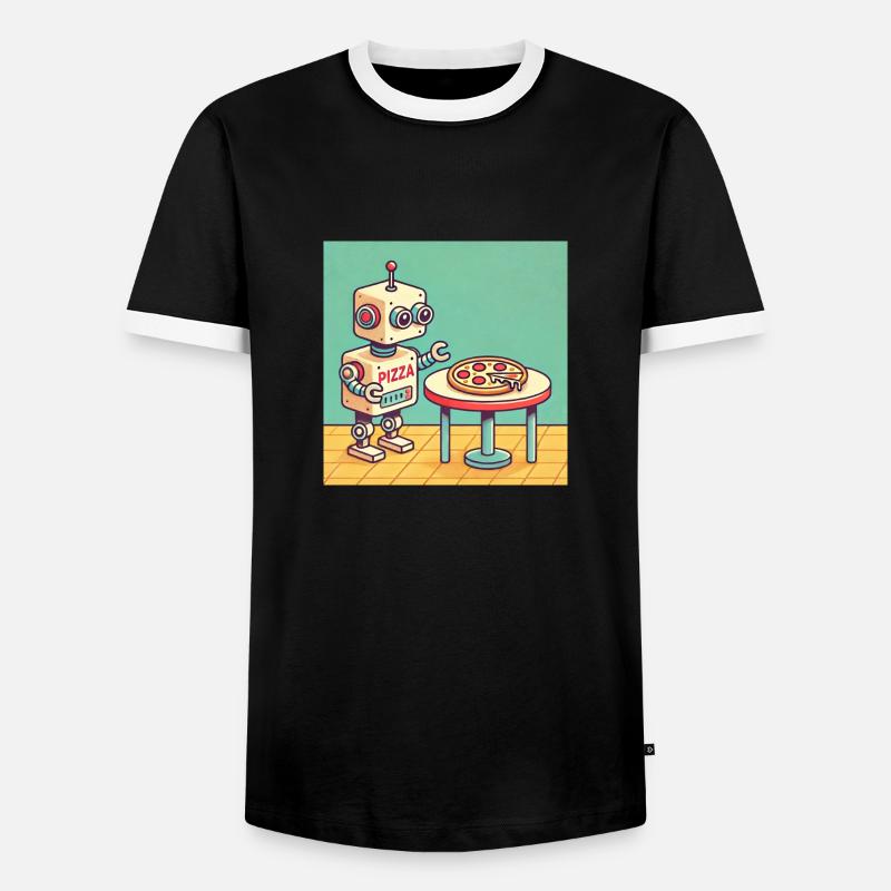 Pizza Bot - Men's Ringer Shirt - black/white