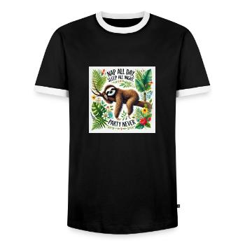 Nap All day sleep all night party never - Men's Ringer Shirt - black/white - Front - AI Model Female 172 light (172cm) & AI Model Male 178 light (178cm)