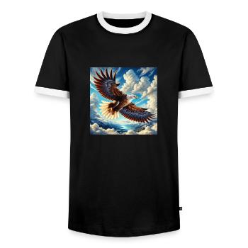 Majestic Eagle - Men's Ringer Shirt - black/white - Front - AI Model Female 172 light (172cm) & AI Model Male 178 light (178cm)