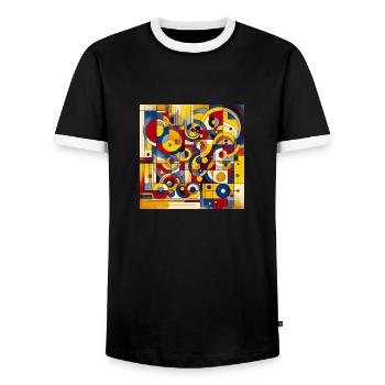 Abstrakte Kunst - Männer Kontrast-T-Shirt - Schwarz/Weiß - Vorne - AI Model Female 172 light (172cm) & AI Model Male 178 light (178cm)
