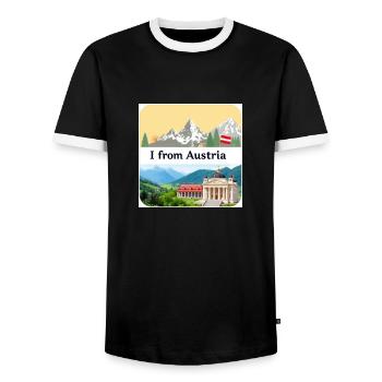 WUNDERSCHÖN ÖSTERREICH - Männer Kontrast-T-Shirt - Schwarz/Weiß - Vorne - AI Model Female 172 light (172cm) & AI Model Male 178 light (178cm)