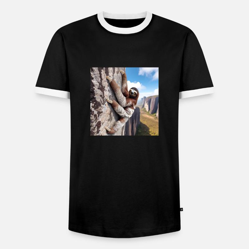 Faultier Wanderer FreeClimber - Männer Kontrast-T-Shirt - Schwarz/Weiß