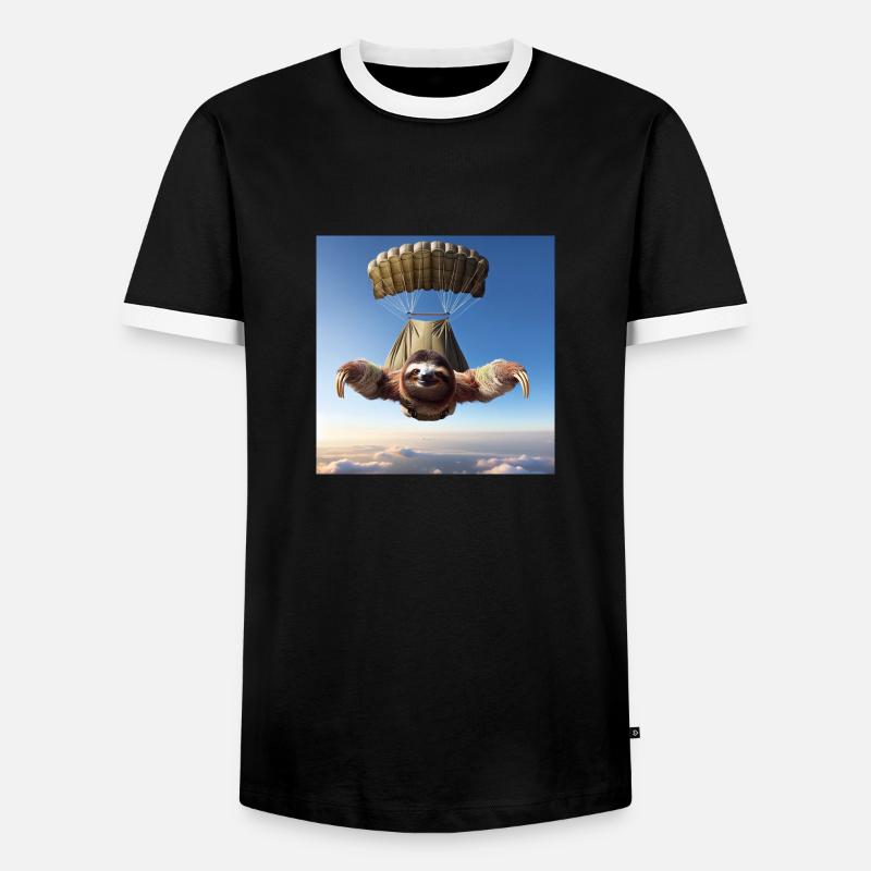 Sloth Wanderer Parachutist - Men's Ringer Shirt - black/white