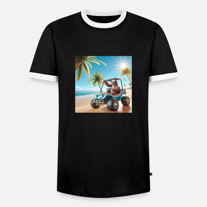 Sloth Wanderer Dune Buggy - Men's Ringer Shirt - black/white