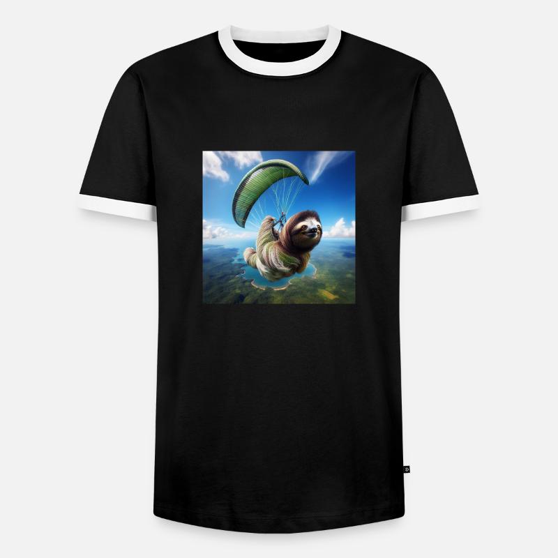 Sloth Wanderer Paragliding - Men's Ringer Shirt - black/white