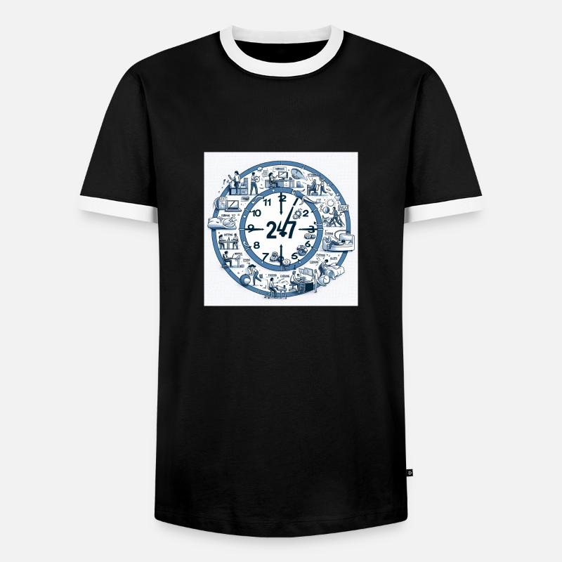 24/7 Texts in DE - Männer Kontrast-T-Shirt - Schwarz/Weiß