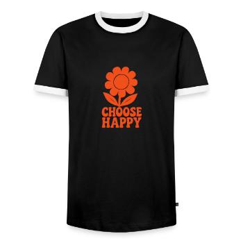Choose Happy - In einer knalligen Farbe - Männer Kontrast-T-Shirt - Schwarz/Weiß - Vorne - AI Model Female 172 light (172cm) & AI Model Male 178 light (178cm)