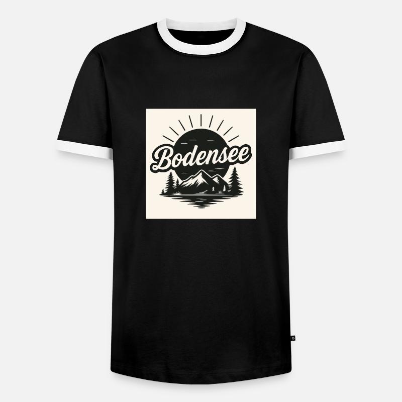 Bodensee - Männer Kontrast-T-Shirt - Schwarz/Weiß