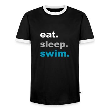 Eating, sleeping, swimming! - Gift - Men's Ringer Shirt - black/white - Front - AI Model Female 172 light (172cm) & AI Model Male 178 light (178cm)