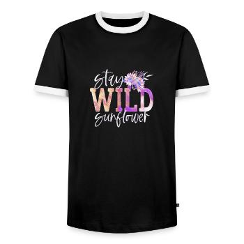 Stay Wild sunflower - Männer Kontrast-T-Shirt - Schwarz/Weiß - Vorne - AI Model Female 172 light (172cm) & AI Model Male 178 light (178cm)