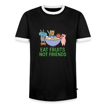 Vegan Food - Men's Ringer Shirt - black/white - Front - AI Model Female 172 light (172cm) & AI Model Male 178 light (178cm)